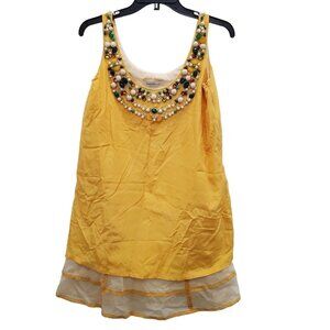 Laundry by Design Women's Silk Blend Chunky Gem Jewel Trim Sleeveless Dress Sz 2